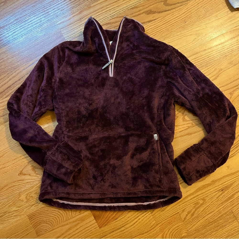 The North Face purple fuzzy quarter zip pullover size large